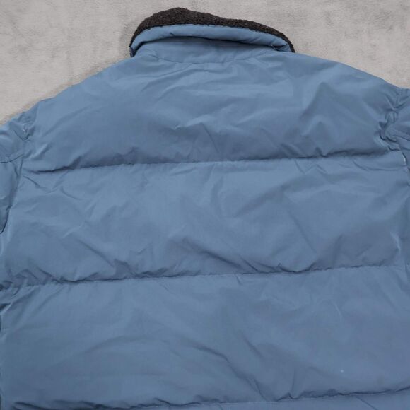 Zara Mens Puffer Bomber Jacket XL Blue Sherpa Lined Collar Full Zip Coat - Picture 8 of 16